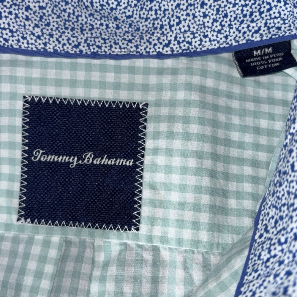 Tommy Bahama Shirt Mens Size M Green White Gingham Button Up Long Sleeve Pima - Picture 5 of 6